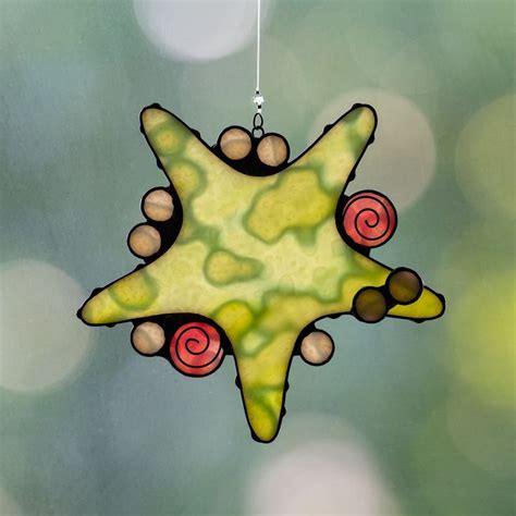 Starfish Stained Glass Starfish Suncatcher Green Starfish Etsy
