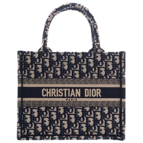 ディオール ブックトート スモール オブリークエンブロイダリー Christian Dior Parisシグネチャー キャンバス ネイビー