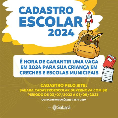 EducaÇÃo Cadastro Escolar 2024 JÁ EstÁ Aberto Prefeitura De Sabará