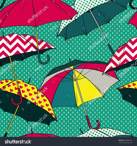 Seamless Vector Pattern Colorful Umbrellas Stock Vector Royalty Free