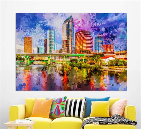 Tampa Canvas Print Tampa Painting Tampa Skyline Tampa Wall | Etsy