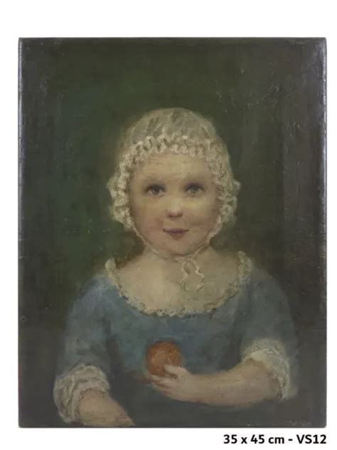 TABLEAU ANCIENNE PEINTURE Huile Sur Toile Portrait Fille France XIX