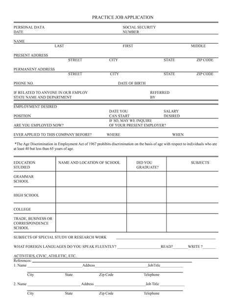 Practice Application Fillable Form Printable Forms Free Online