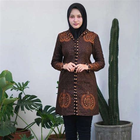 Jual Tunik Batik Wanita Lengan Panjang S M L Xl Xxl Motif Truntum