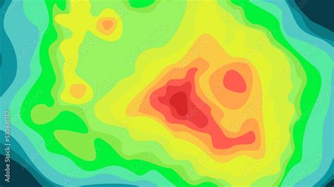 Vector Graphic Of Color Topographic Contour Map With Combination Spectrum Colors Topographic