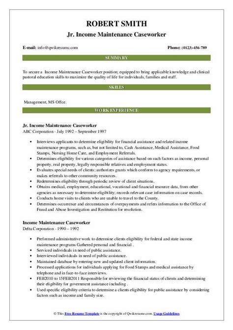 Income Maintenance Caseworker Resume Samples Qwikresume