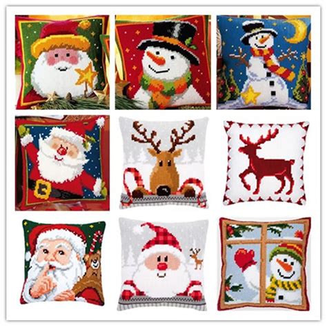 Cross Stitch Pillow Mat Diy Craft Christmas 42cm By 42cm Latch Hook Kit