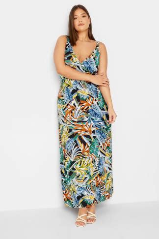 Lts Tall Green Palm Leaf Print Maxi Dress Long Tall Sally