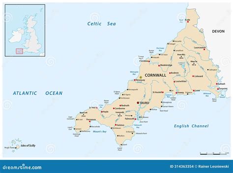 Cornwall United Kingdom Silhouette Map With Transparent Background