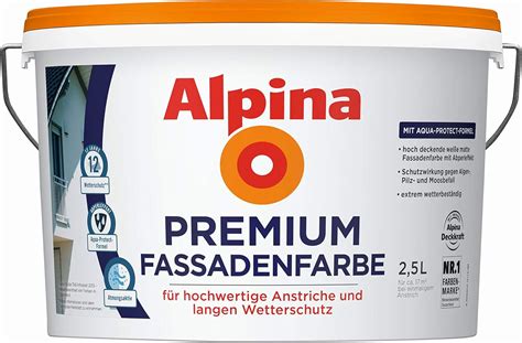 Alpina Premium Fassadenfarbe weiß matt hochwertige Aussenfarbe mit