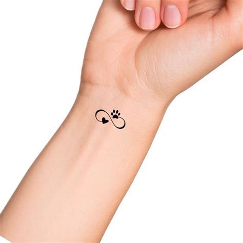 Infinity Paw Print Heart Temporary Tattoo Etsy Canada Tiny Wrist