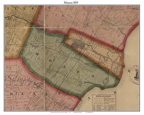 Monroe, Michigan 1859 Old Town Map Custom Print - Monroe Co. - OLD MAPS