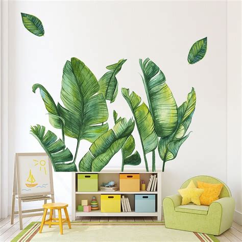 Tropical Plant Wall Stickers Large Big Green Leaf Wall Decals Etsy