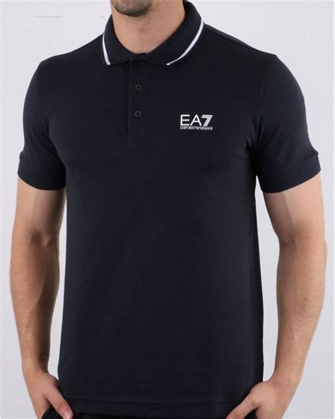 Ea7 Tipped Polo Shirt In Navy 80s Casual Classics