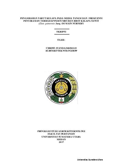 Penambahan Sabut Kelapa Pada Media Tanam Dan Frekuensi Penyiraman