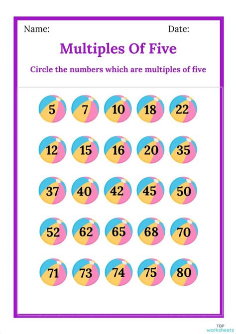 Multiples Of 5 Interactive Worksheet Topworksheets