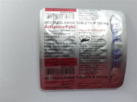 Acetasmart Acetazolamide 250 Mg Tablets Prescription Treatment Glucoma At Rs 68 Strip In Nagpur