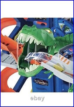 Car Track Set Hot Wheels Track Set Ultimate Garage Toy Vehicle Play Set With Moving T Rex New