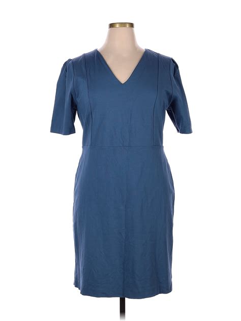 Ann Taylor Solid Blue Casual Dress Size 16 73 Off Thredup