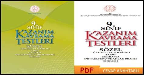 9 Sınıf Kazanım Kavrama Testleri SÖZEL MEB PDF İNDİR Eğitim