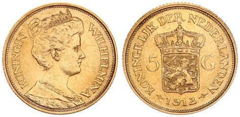 Niederlande 5 Gulden 1912 Wilhelmina Vz MA Shops