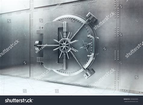 Closed Steel Bank Vault Door 3d Render Stock Photo 393604369