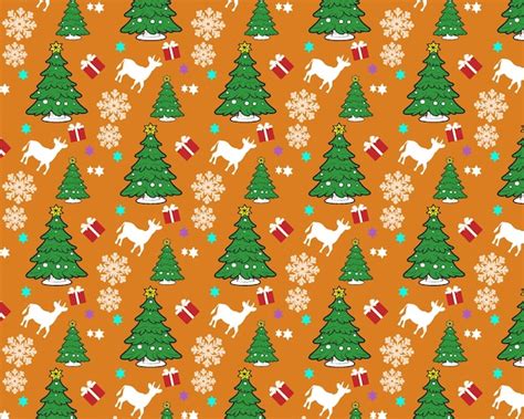 Premium Vector | Christmas tree and reindeer pattern background