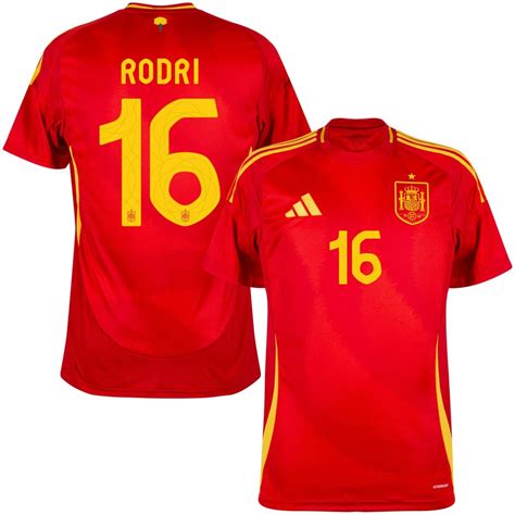 España Local Eurocopa 2024 Rodri Jersey Fútbol de pie profesional