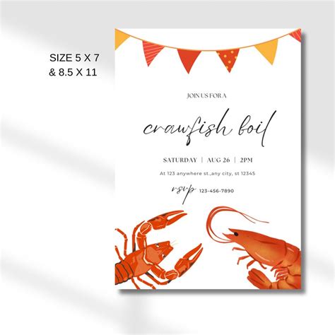 Crawfish Boil Party Invite Watercolor Crawfish Invitation Etsy