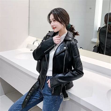 Leather Dresses Asian Beauty Girl Leather Jackets Sexy Girls Jeans