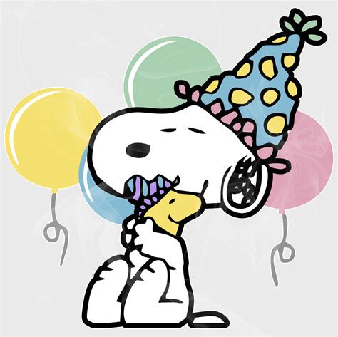 Snoopy And Woodstock Birthday Hug Vinyl Sticker Static Etsy