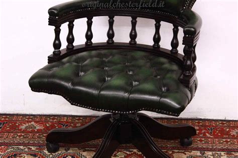 Fauteuil Captain Chesterfield En Cuir Vert AnticSwiss