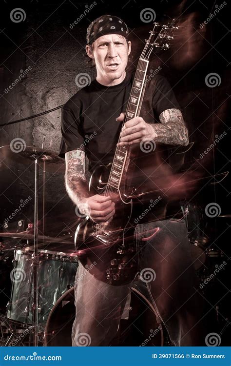 Heavy Metal Guitar Player Stock Photo Image Of Musician 39071566