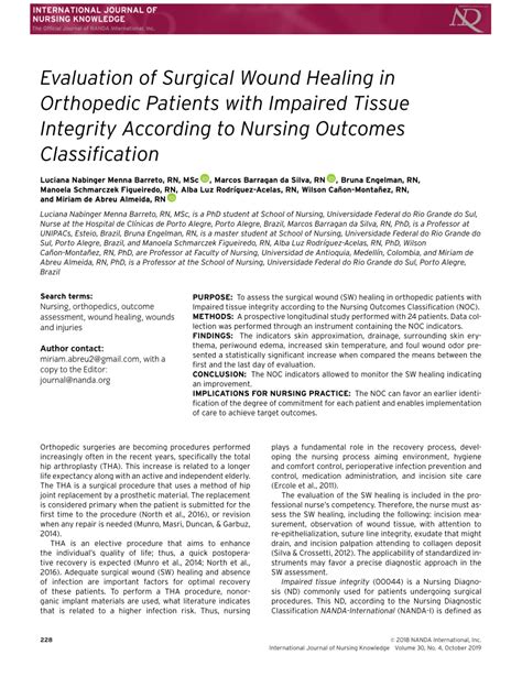 Pdf Evaluation Of Surgical Wound Healing In Orthopedic Patients With