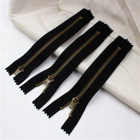 16536 F1 5 Pcs 12cm Length Zippers Black Open End Metal Bronze Teeth