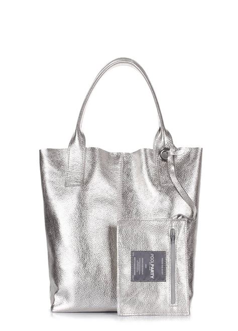 Silver Leather Tote Bag Leather Bag Silver Tote Women Tote Etsy Australia