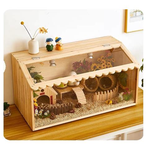 Small Pet Chicken Hamster Wooden Breeding Cage Pet Nest Panoramic View