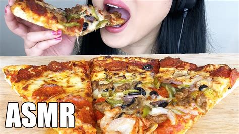 Asmr Cheesy Pizza Mukbang No Talking Pepperoni Supreme Pizza