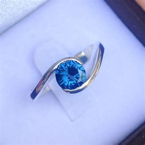 Unheated Blue Spinel Ring Sterling Silver Blue Spinel Ring Birthstone