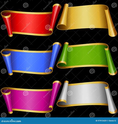 Vector Set of Multicolor Banner Ribbons Stock Vector - Illustration of ...