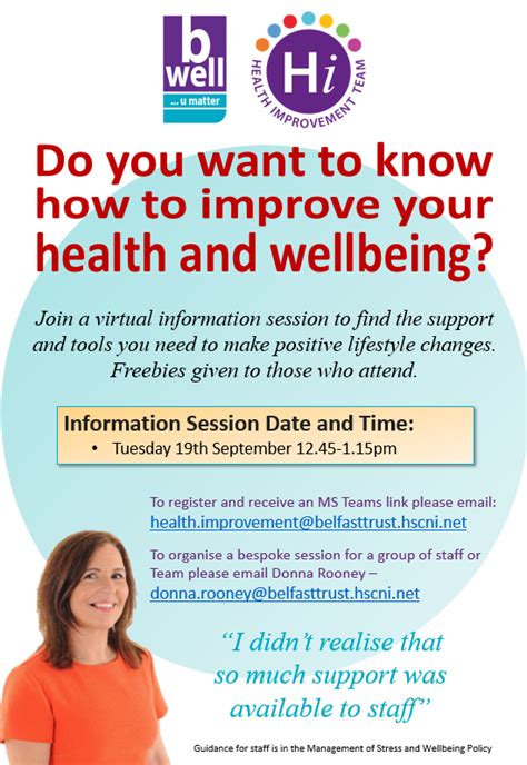 Health Wellbeing Sessions Sept 23 B Well Belfast