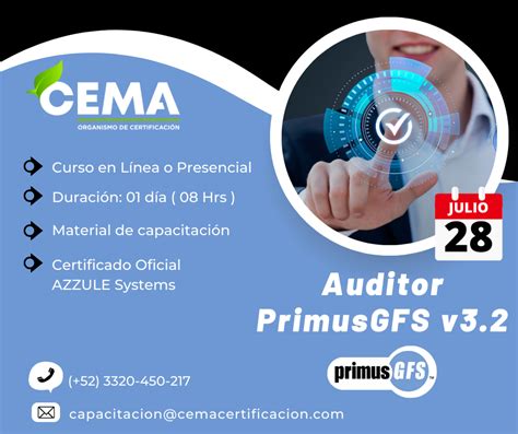 Curso Oficial Auditor Primusgfs V Cema Certificadora M