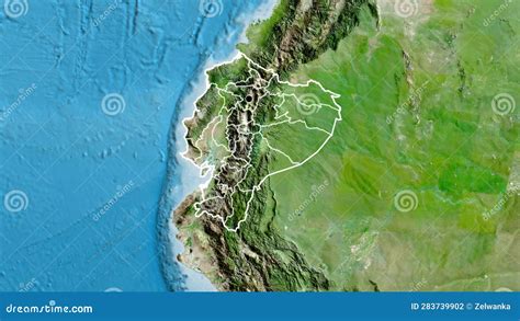 Shape Of Ecuador With Regional Borders Satellite Stock Illustration