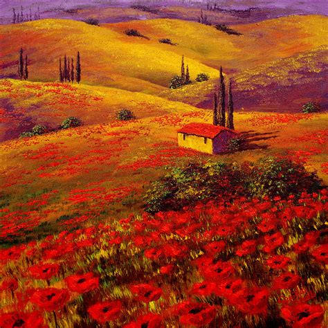 Tuscany Poppy Hills Painting By Sesillie