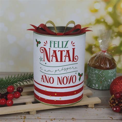 Tubo Lata Personalizada Natal Tamanho X Cm Elo