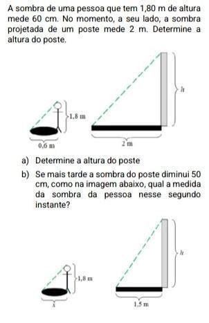 A Sombra De Uma Pessoa Que Tem M De Altura Mede Cm No Momento