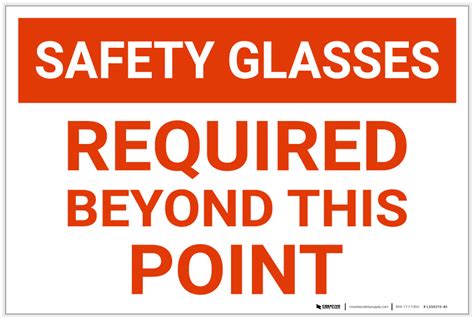 Caution Safety Glasses Required Beyond This Point Label Creative