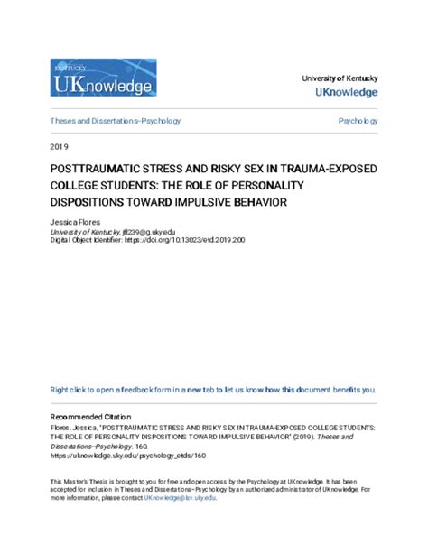 Pdf Posttraumatic Stress And Risky Sex In Trauma Exposed College