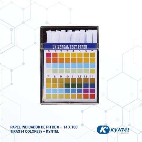 PAPEL INDICADOR DE PH DE 0 14 X 100 TIRAS 4 COLORES KYNTEL