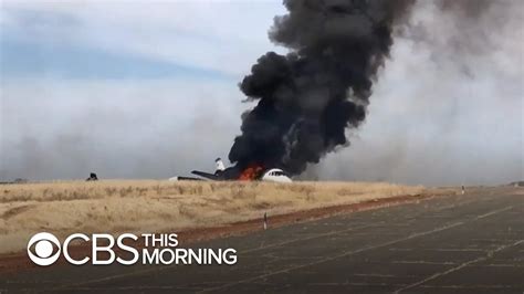 All 10 Passengers Survive After Plane Skids Off Runway Bursts Into